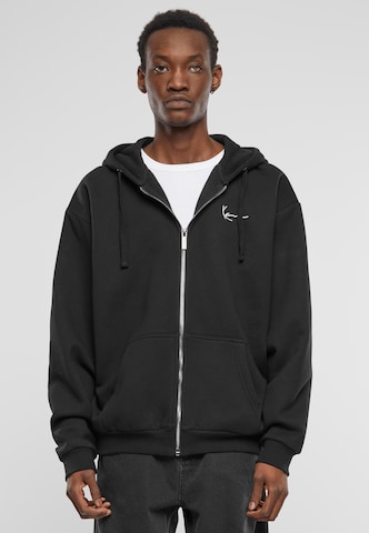 Karl Kani Zip-Up Hoodie in Black: front