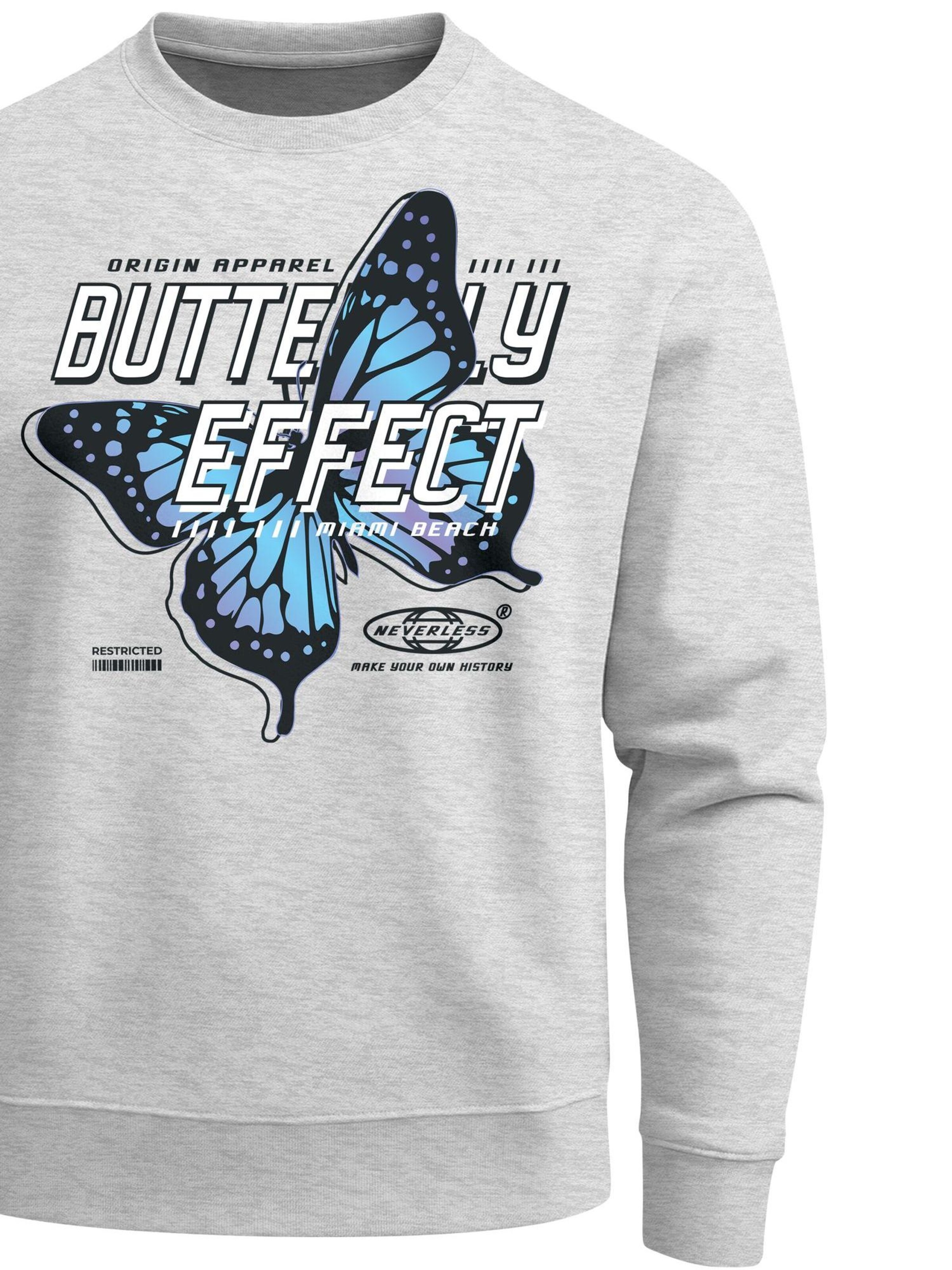 Neverless Sweatshirt 'Butterfly'‌‌‌‌ in Grau