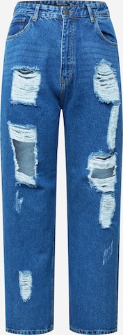 Nasty Gal Plus Wide leg Jeans in Blue: front