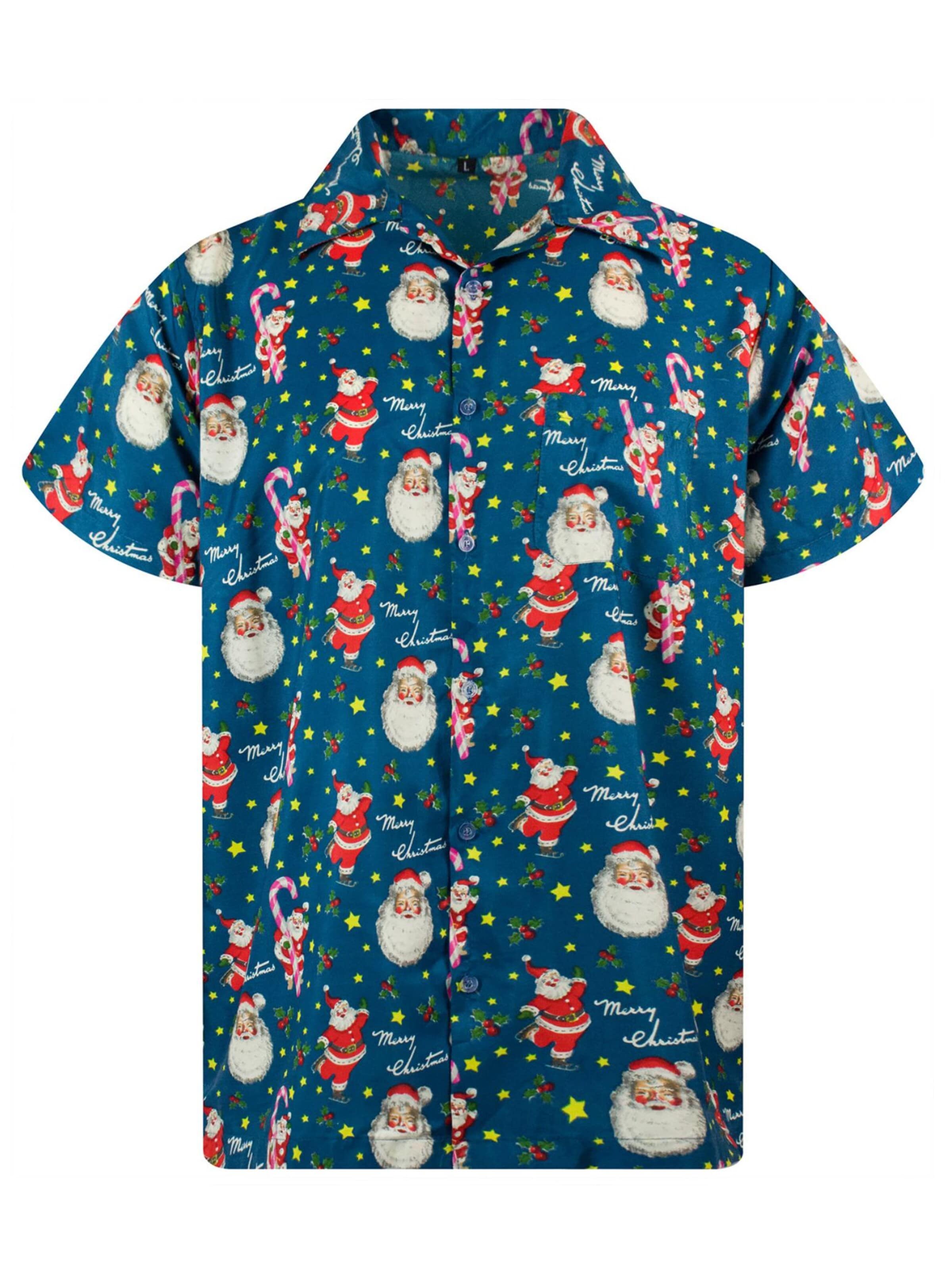 Regular fit Camicia 'Christmas Candycane' di King Kameha in blu: frontale