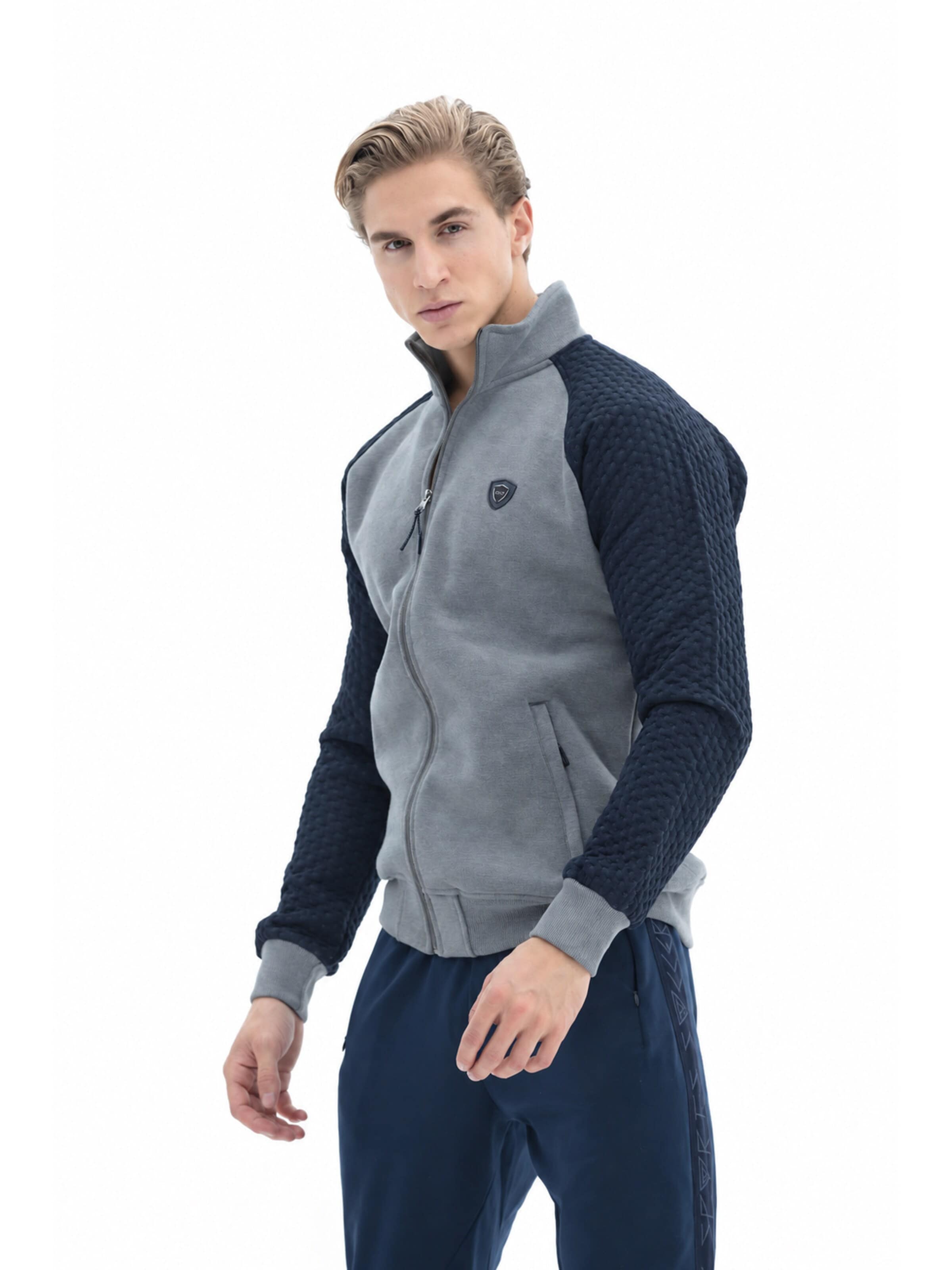 SCR. Sports sweat jacket 'LEBO' in Grey