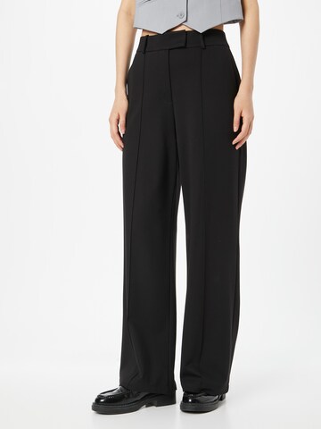 ESPRIT Wide leg Trousers with creases in Black: front