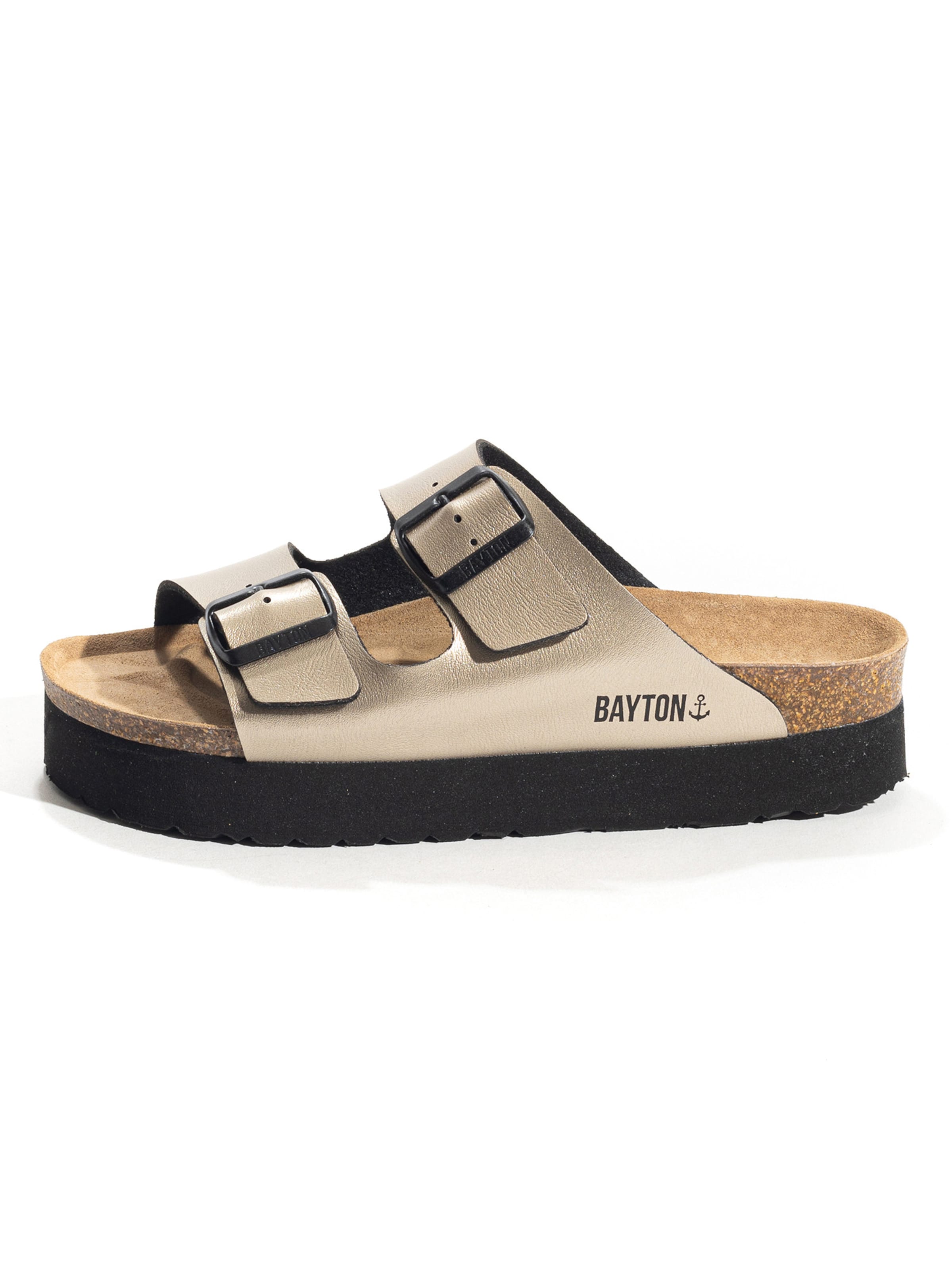 Bayton Pantolette 'Edith' in Gold: Vorderseite