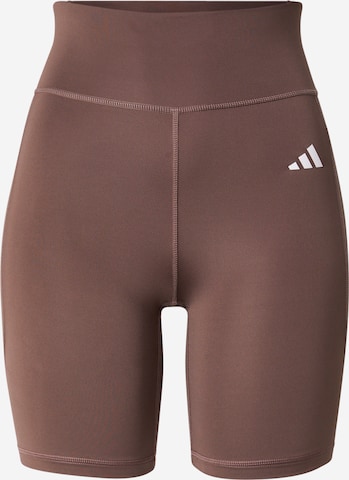 ADIDAS PERFORMANCE Skinny Urheiluhousut 'OPT ESS' värissä ruskea: etupuoli