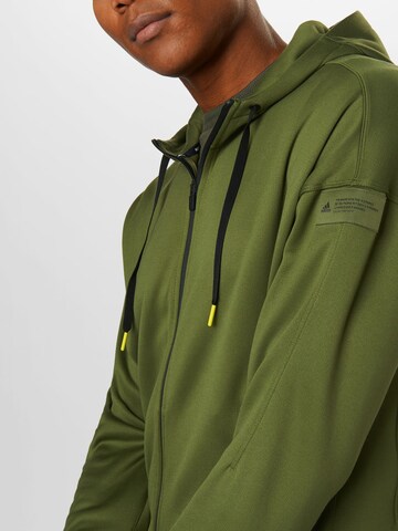 ADIDAS SPORTSWEAR Athletic Zip-Up Hoodie in Green