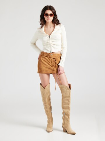 GUESS Originals - Sudadera con cremallera en beige: frente
