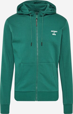 Superdry - Sudadera con cremallera deportiva en verde: frente