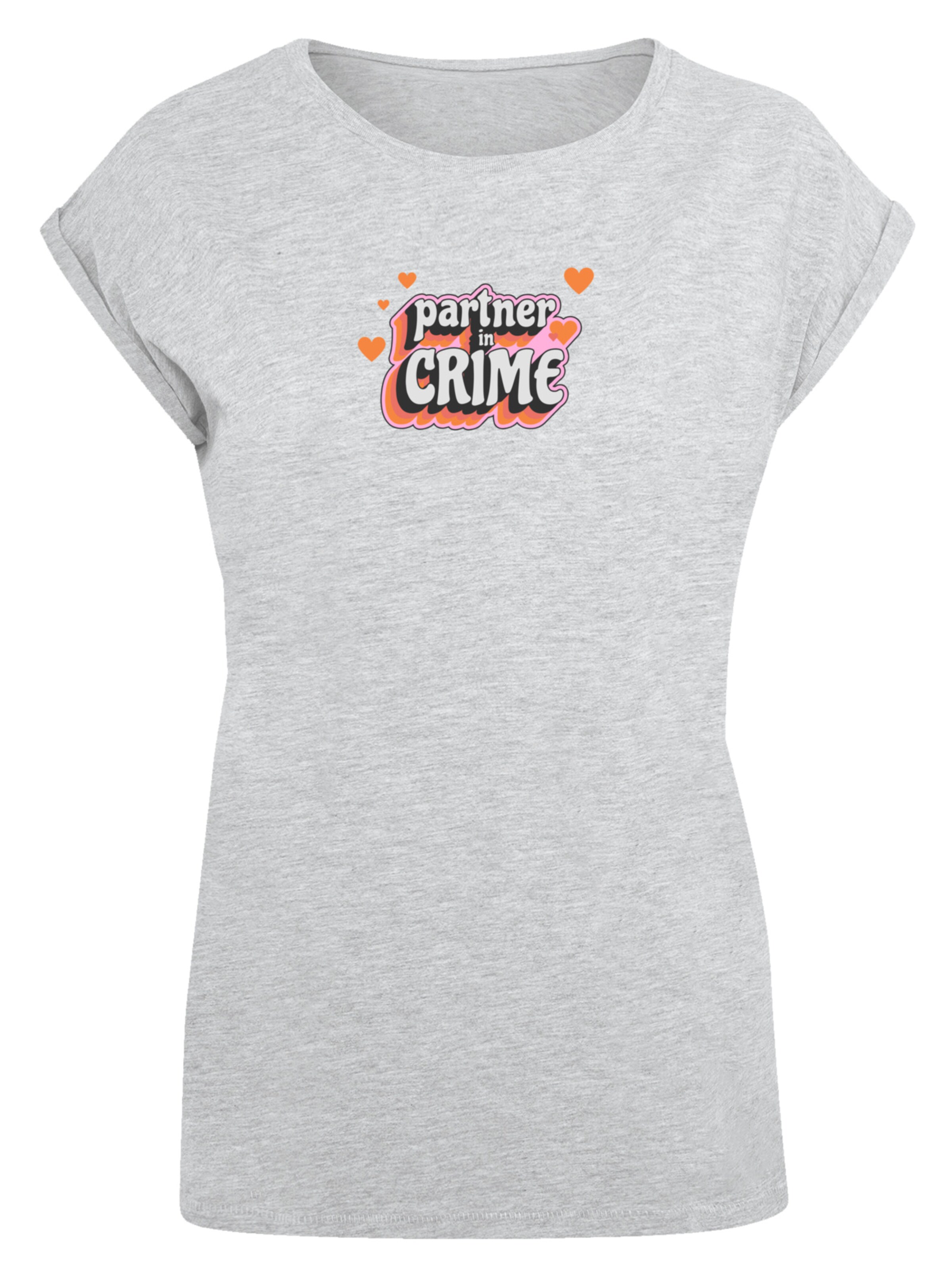 F4NT4STIC T-Shirt 'Partner In Crime Valentinstag' in Grau: Vorderseite