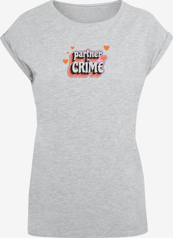 F4NT4STIC T-Shirt 'Partner In Crime Valentinstag' in Grau: Vorderseite