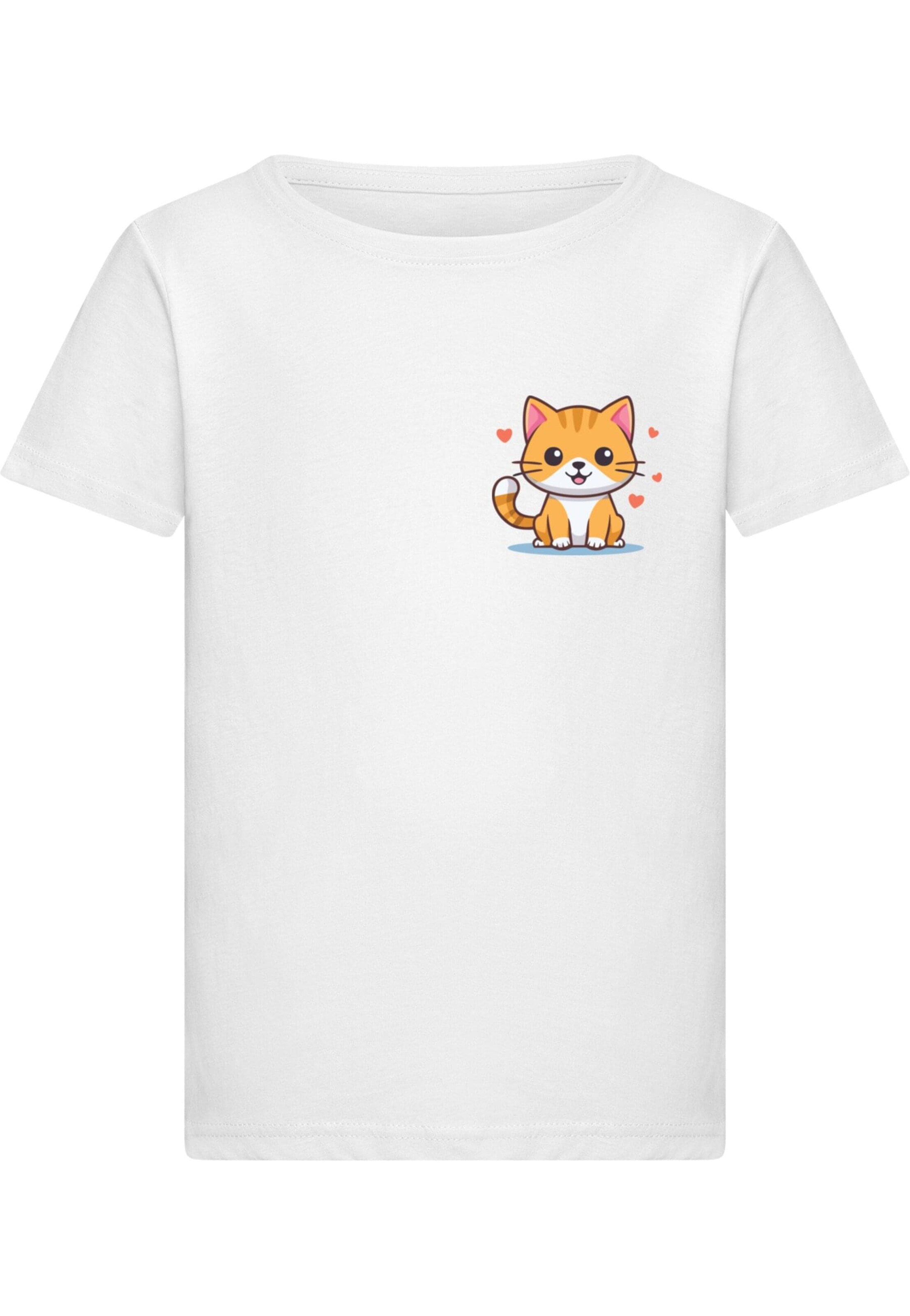 Merchcode Shirt 'Cute Cat' in Wit: voorkant