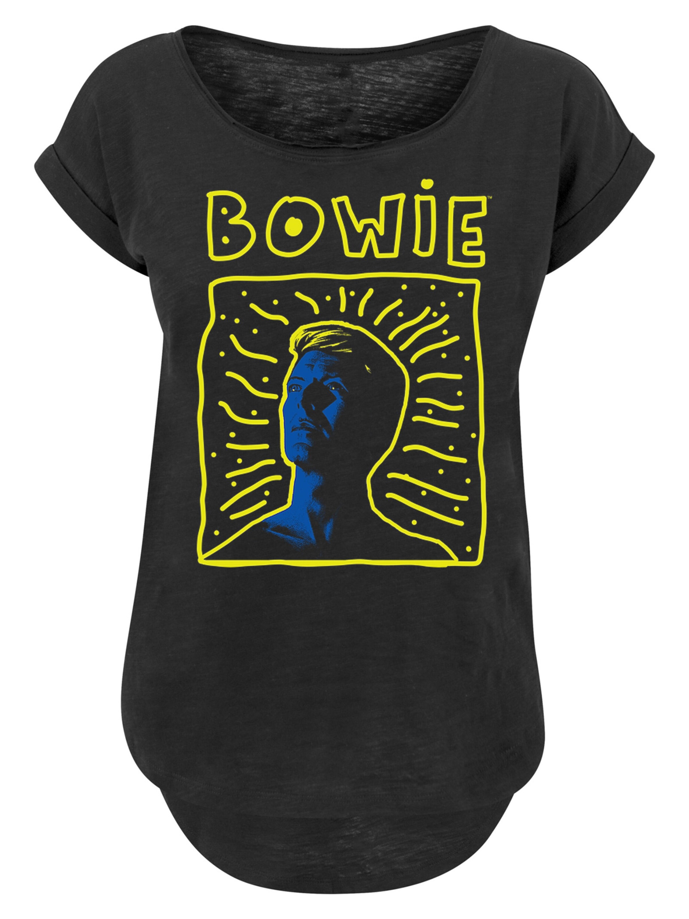 F4NT4STIC Shirt 'David Bowie 90s Frame' in Zwart: voorkant
