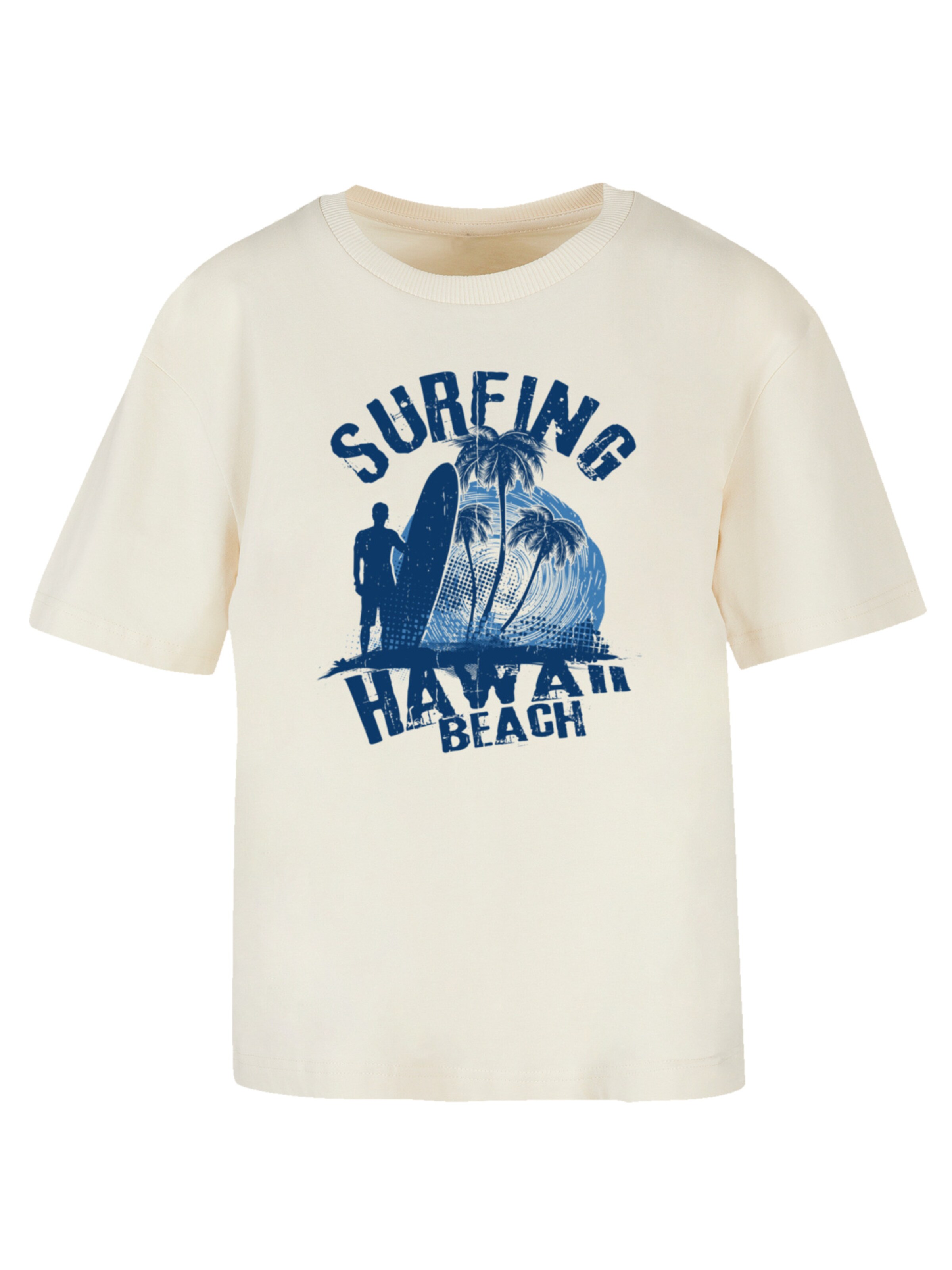 F4NT4STIC T-shirt 'Hawaii Surf Beach Summer' en crème / bleu roi / bleu foncé, Vue avec produit