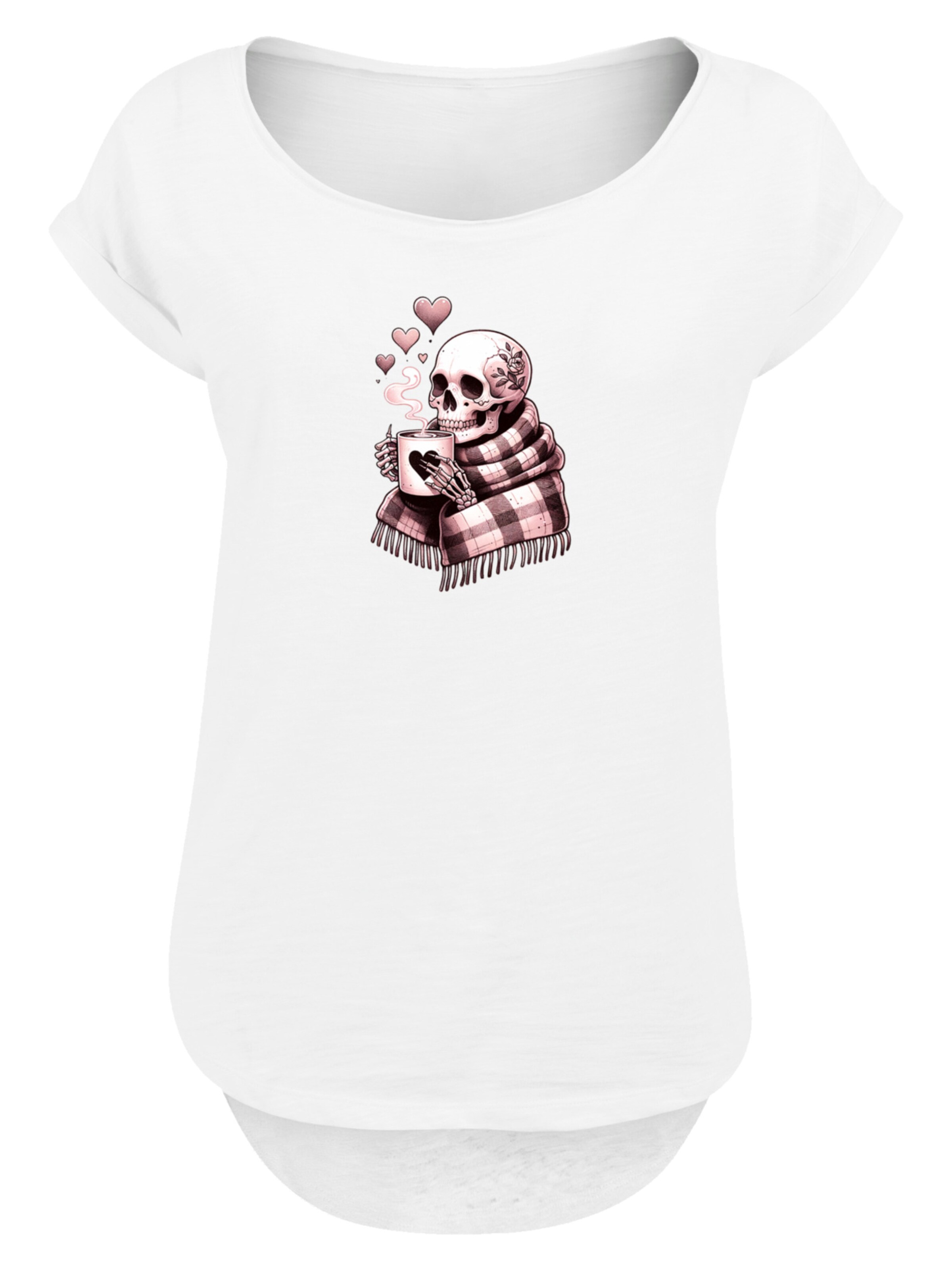 F4NT4STIC Shirt 'Cozy Winter Skelett' in White: front