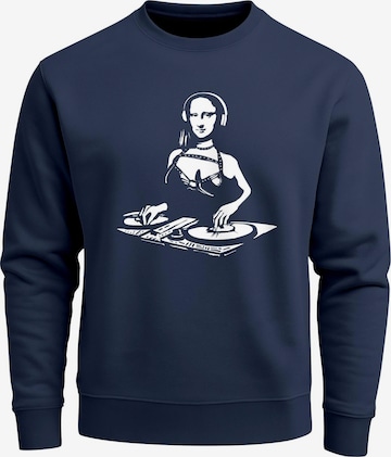 Neverless Sweatshirt 'Mona Lisa DJ' in Blau: Vorderseite