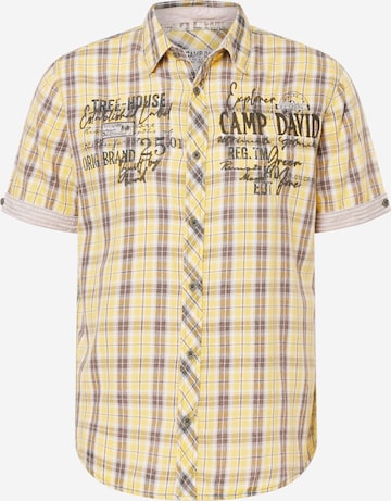 CAMP DAVID Regular fit Button Up Shirt 'Tree House' in Yellow: front