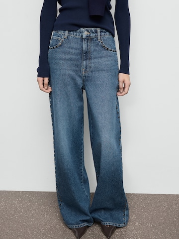 Wide Leg Jean 'STUDS' MANGO en bleu : devant