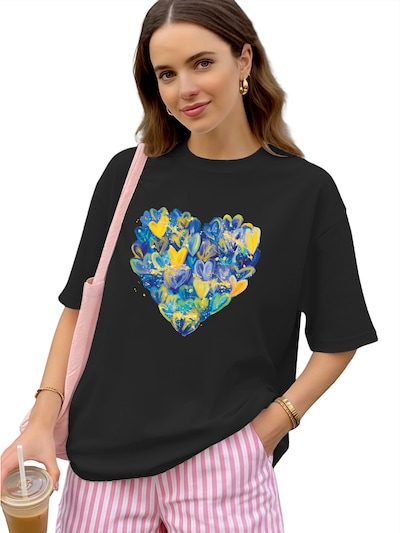 GORHEY Shirt 'Women's Casual Short-Sleeve Shirt with Love Print' in schwarz, Produktansicht