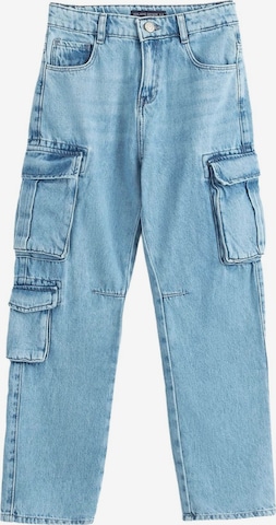 Solang Hose Denim-Cargo-Hose mit Cargotaschen in Blau: Vorderseite