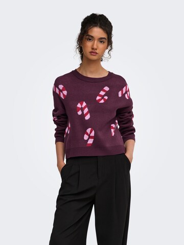 Pullover 'Xmas Jollie' di ONLY in lilla: frontale