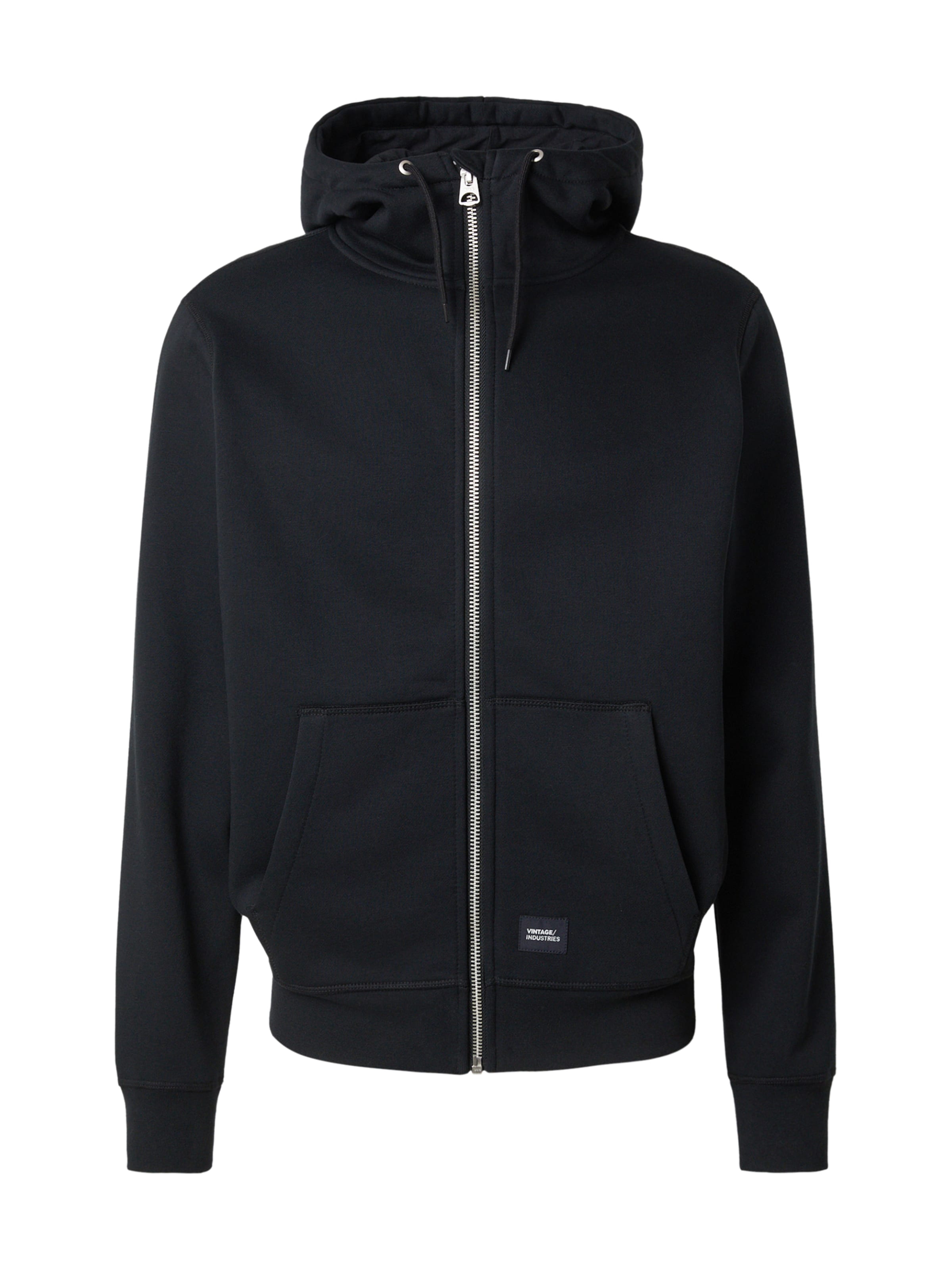 Veste de survêtement Vintage Industries en noir : devant