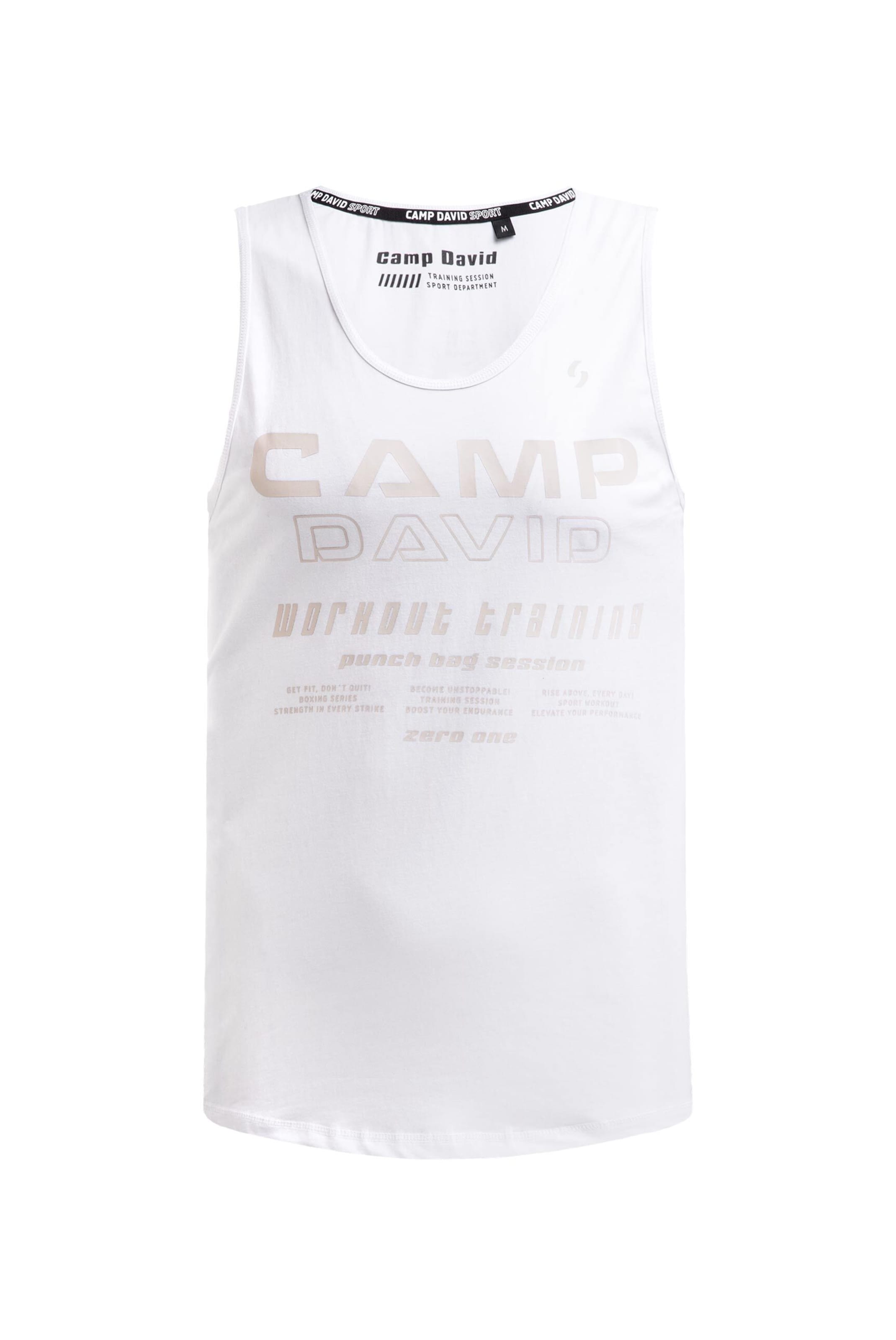 CAMP DAVID Muskelshirt mit Label Prints in Weiß: Vorderseite