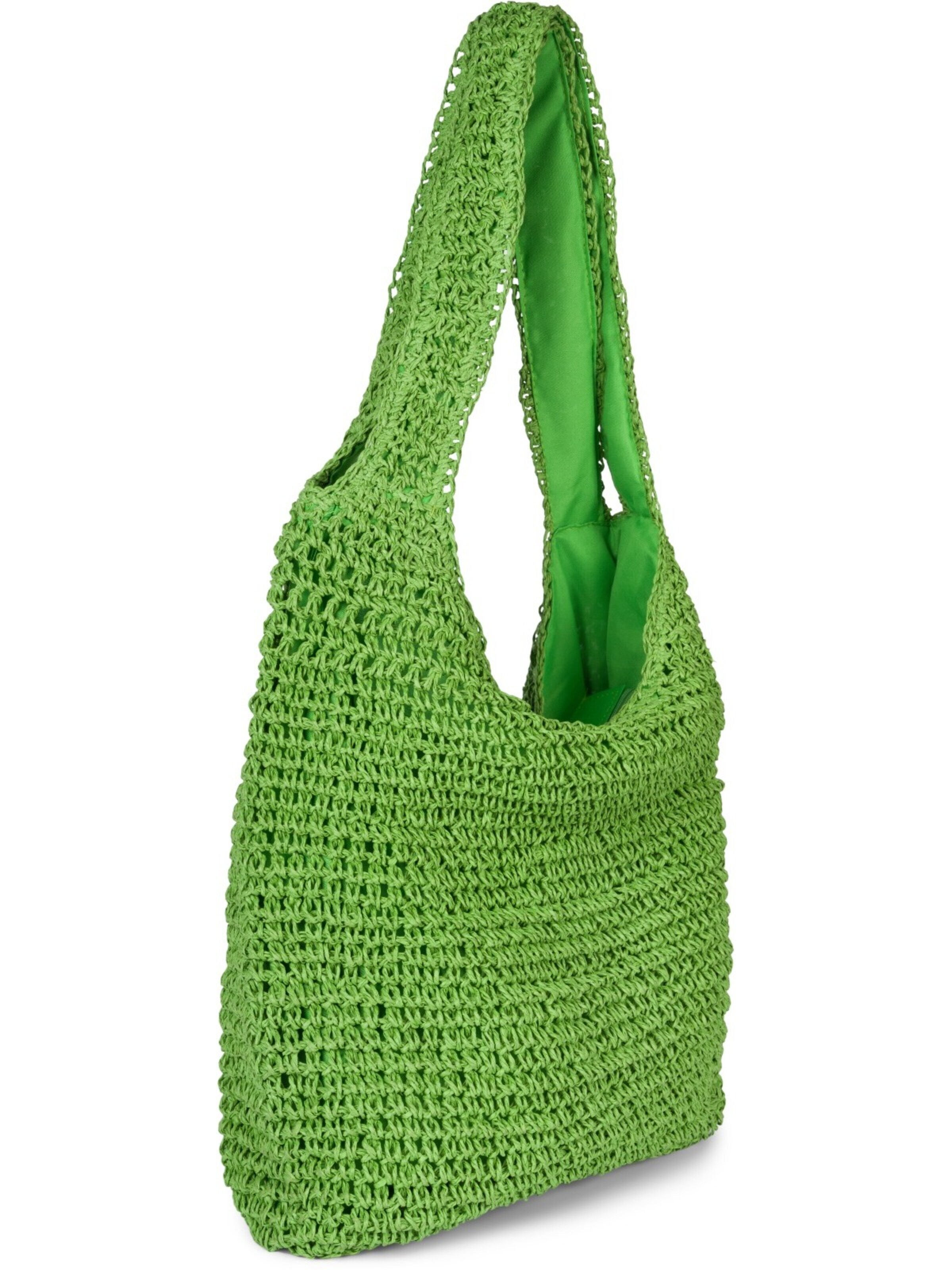 styleBREAKER Shoulder bag 'Papierstroh Beuteltasche' in Green