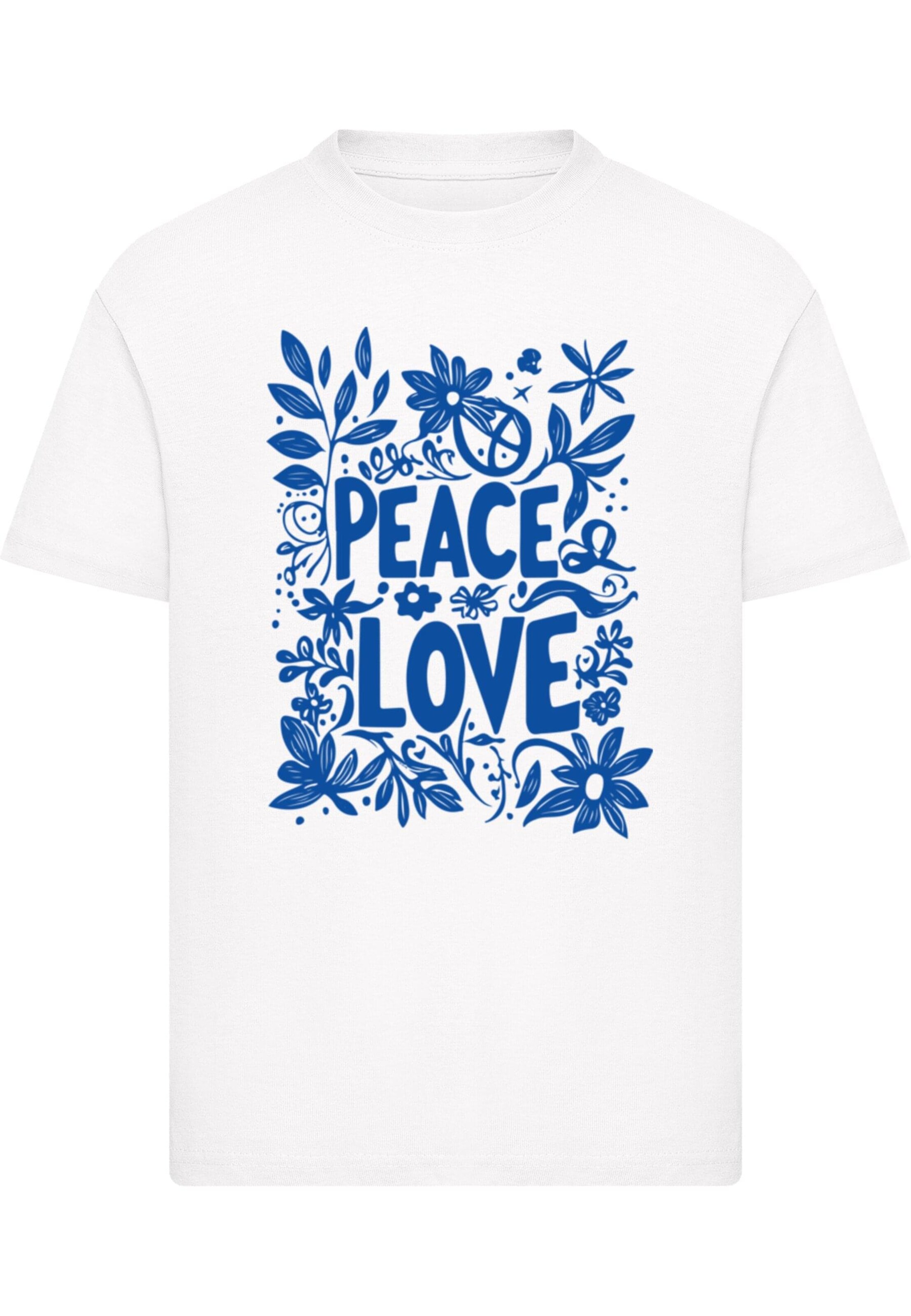 Merchcode Shirt 'Peace Love' in White: front
