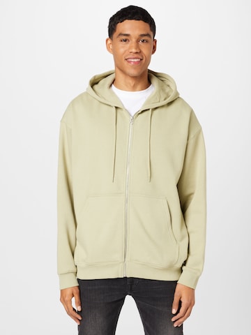 WEEKDAY Zip-Up Hoodie in Green: front