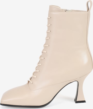 Ekonika Lace-Up Ankle Boots in Beige