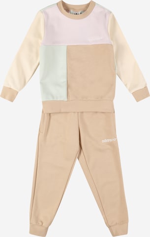 ADIDAS ORIGINALS Sweatsuit 'Colorblock Crew' in Beige: front