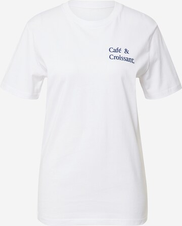 T-shirt 'Café & Croissant' Les Petits Basics en blanc : devant