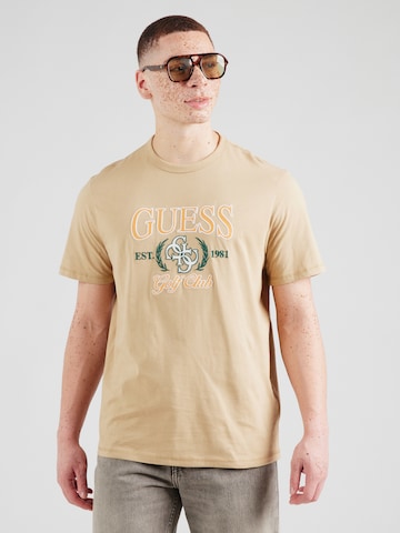 GUESS Μπλουζάκι σε μπεζ: μπροστά