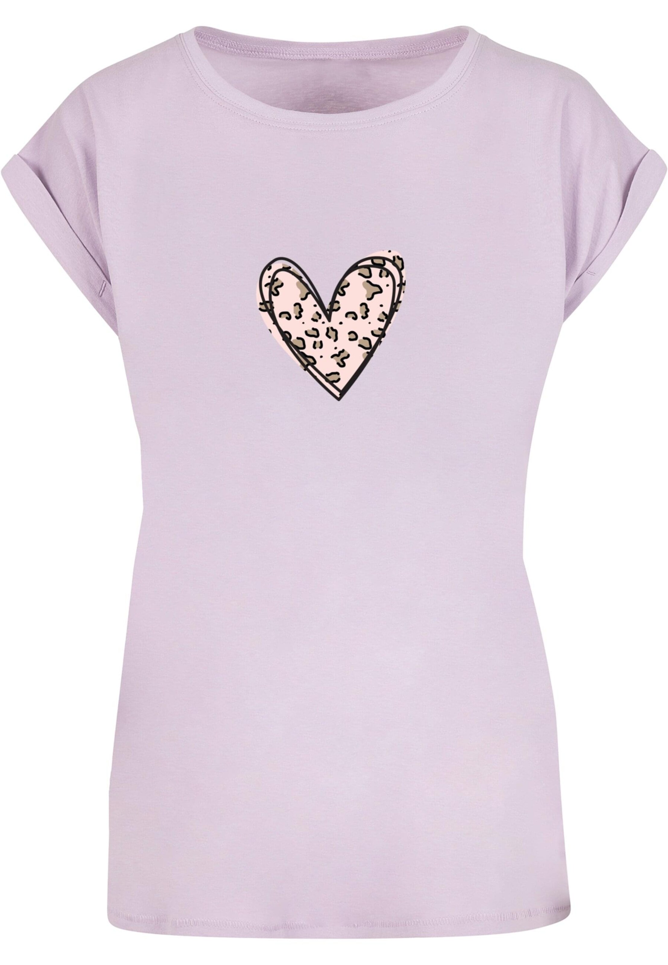 Merchcode Shirt 'Valentines Day - Leopard Heart' in Lila: voorkant
