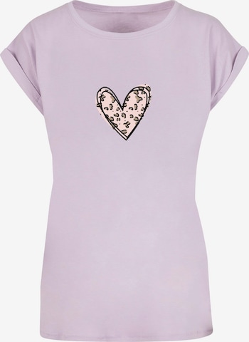Merchcode Shirt 'Valentines Day - Leopard Heart' in Purple: front