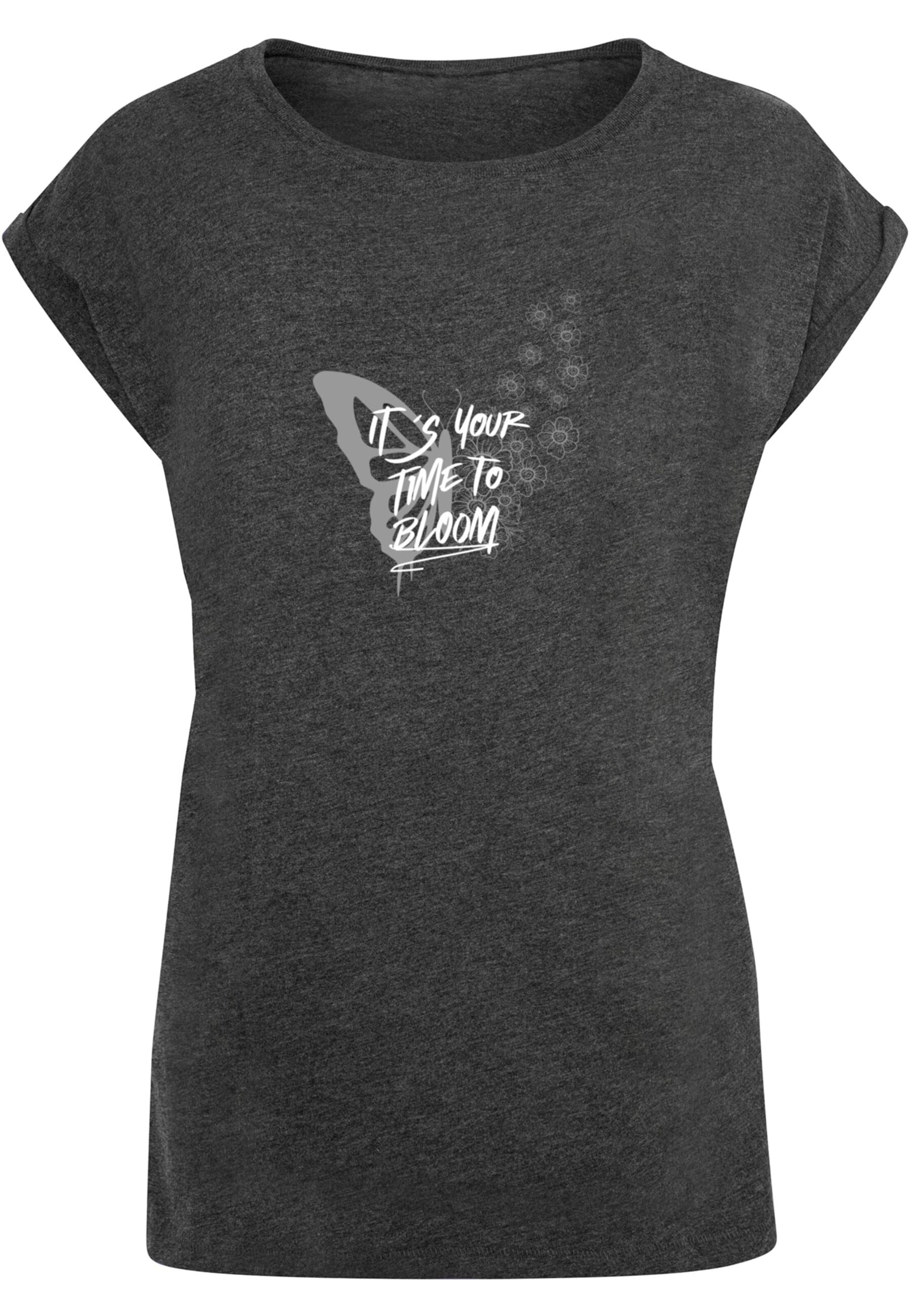 Tricou 'Its Your Time To Bloom' de la Merchcode pe gri: față