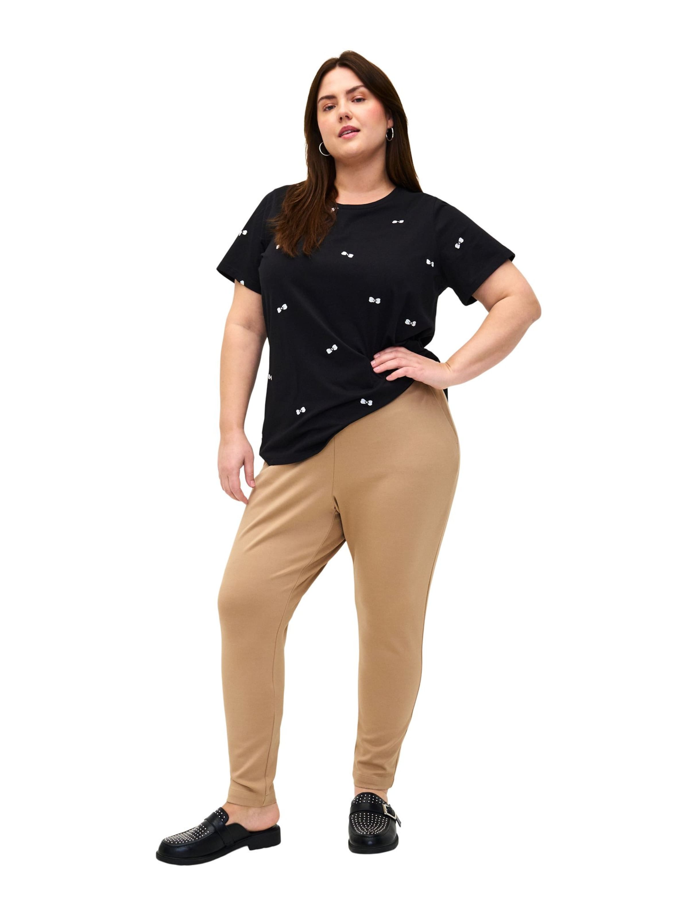 Coupe slim Pantalon 'JMaddie' Zizzi en beige