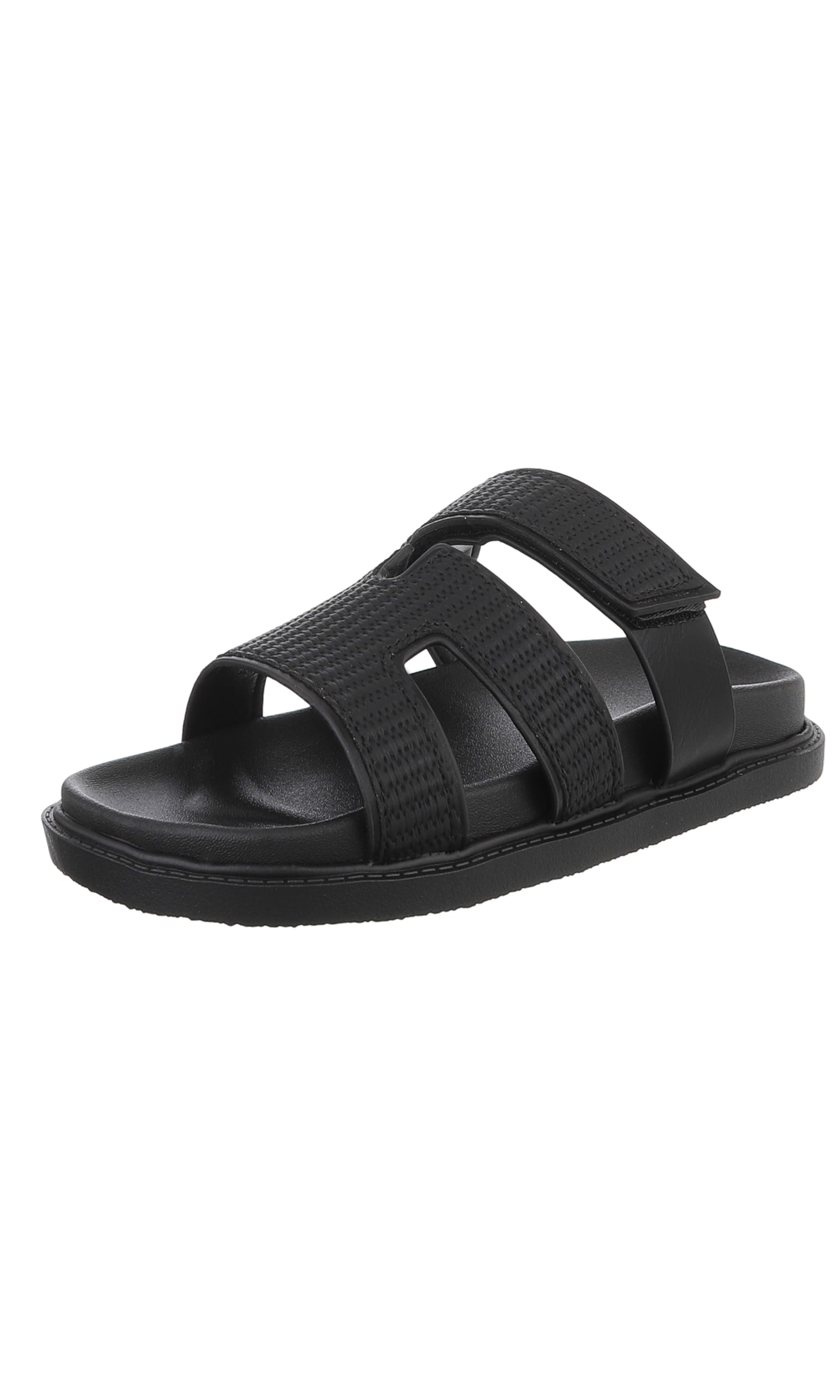 Ital-Design Pantolette in Schwarz: Vorderseite