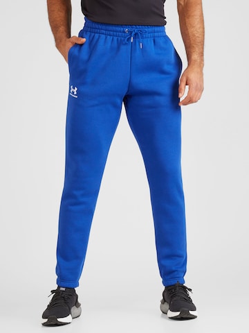 UNDER ARMOUR Tapered Workout Pants 'Essential' in Blue: front