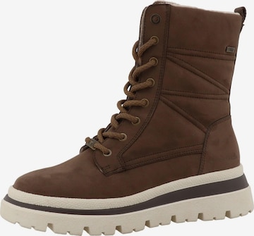 TOM TAILOR - Botines con cordones en marrón: frente