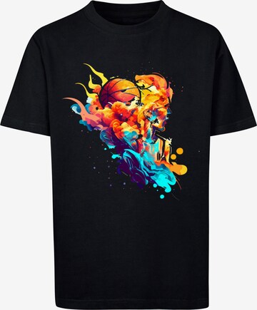 F4NT4STIC Shirt 'Basketball Sports Collection - Abstract player' in Zwart: voorkant