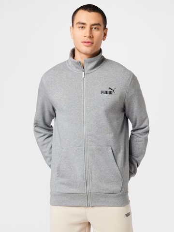 PUMA Athletic Zip-Up Hoodie 'Essentials' in Grey: front