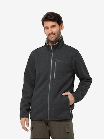 JACK WOLFSKIN Athletic Fleece Jacket 'Robson Fjord' in Grey: front