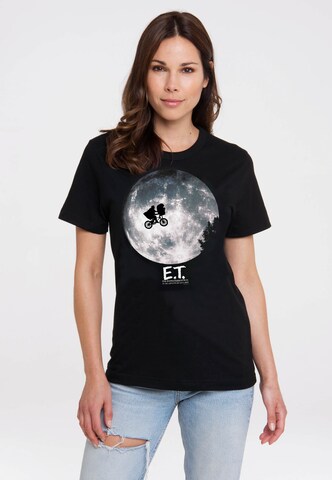 LOGOSHIRT T-Shirt 'E.T. - Mond' in Schwarz: Vorderseite