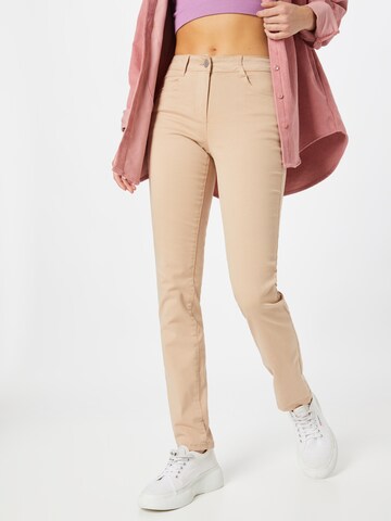 Coupe slim Jean 'Alexa' TOM TAILOR en beige : devant