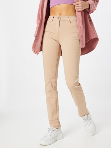 Coupe slim Jean 'Alexa' TOM TAILOR en beige : devant