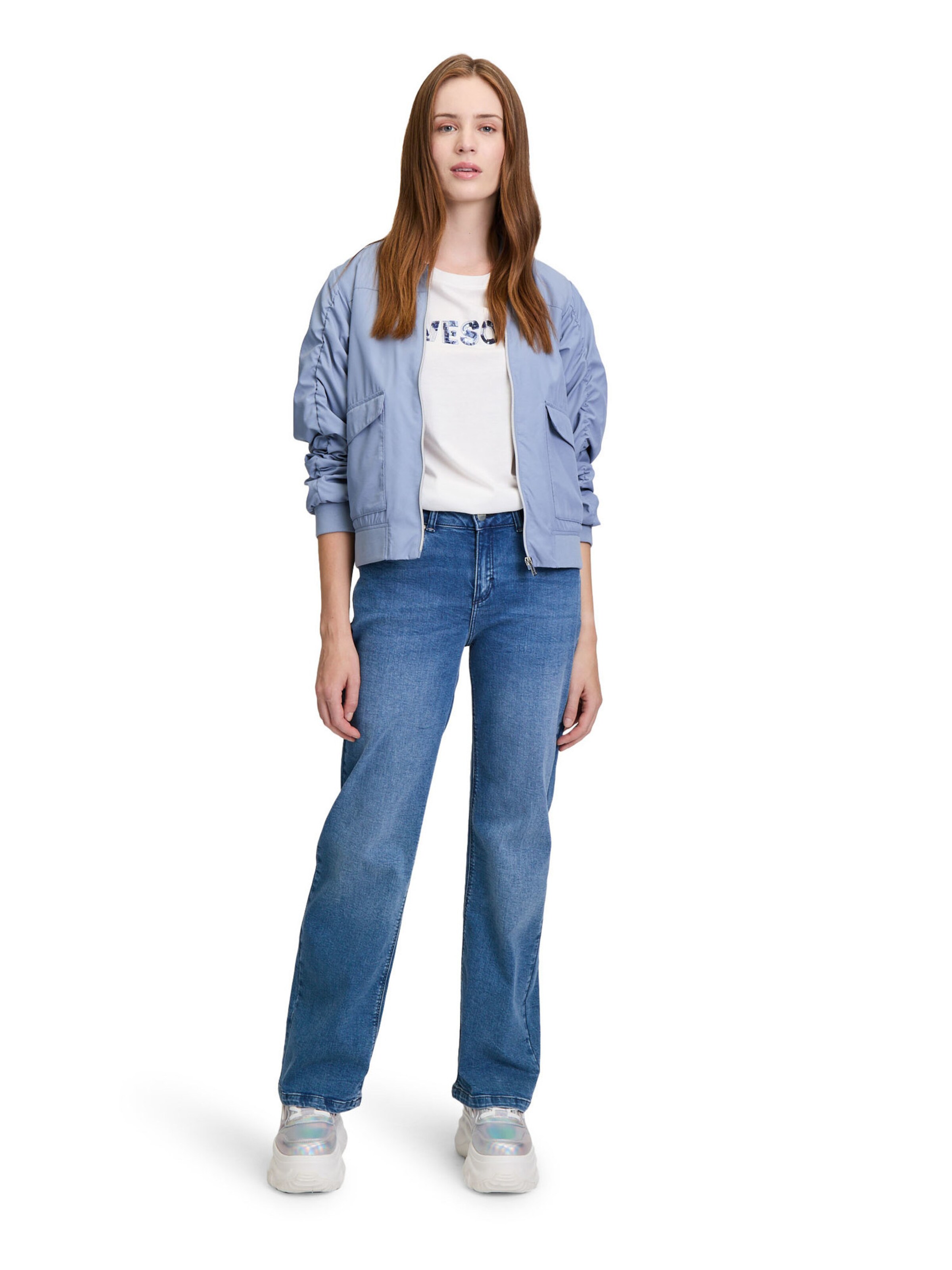 Cartoon Blouson mit Raffung in Blau