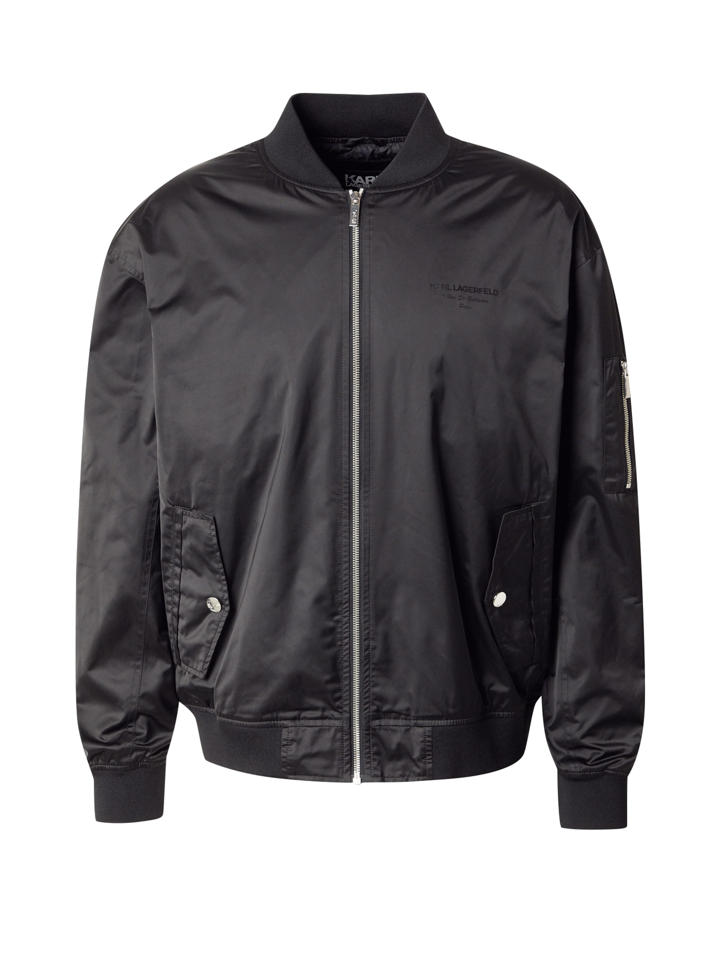Karl Lagerfeld Φθινοπωρινό και ανοιξιάτικο μπουφάν σε μαύρο: μπροστά