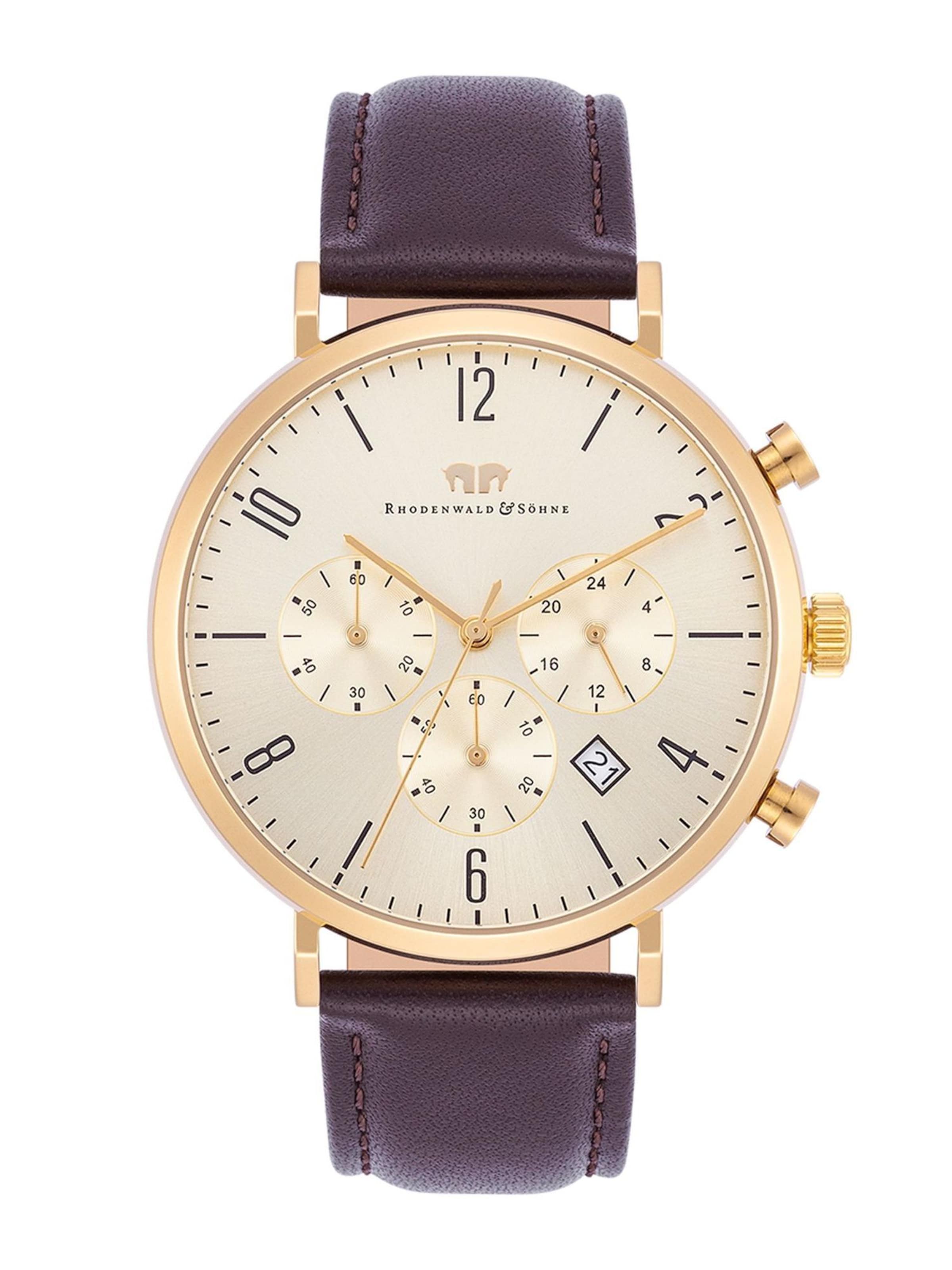 Rhodenwald & Söhne - Reloj analógico en marrón: frente