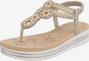 Ital-Design T-Bar Sandals in Gold: front