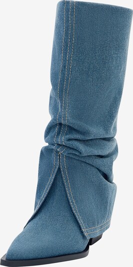 Pull&Bear Bottes de cowboy en bleu denim, Vue avec produit